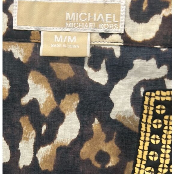 Michael Kors Boho Safari Blouse – Leopard Print Tunic – Embellished V-Neck Top M - Picture 6 of 6